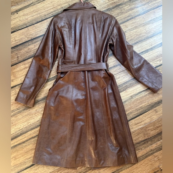 Wilsons genuine Leather Rich Brown Trench Coat - Picture 5 of 10